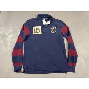 Polo Ralph Lauren Polo Shirt Mens Medium Blue Custom Slim Fit Rowing Rugby 15